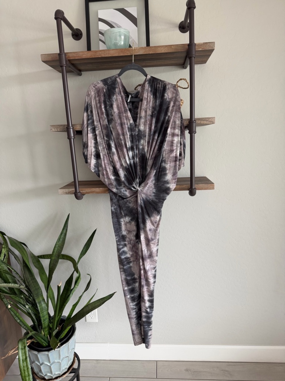 Young Fabulous & Broke Tie-Dye Gray and Tan dress